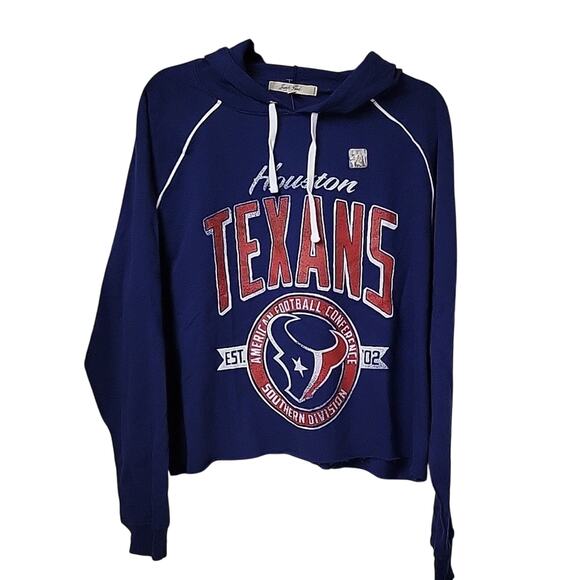 NFL Houston Texans Blue Cropped Hoodie Sweatshirt Womens Size XXL NEW - Picture 1 of 11